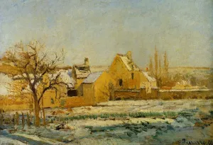 The Effect of Snow at l'Hermitage painting by Camille Pissarro