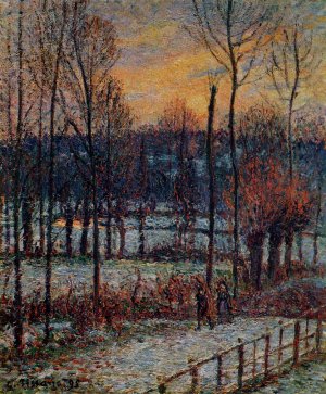 The Effect of Snow, Sunset, Eragny by Camille Pissarro Oil Painting