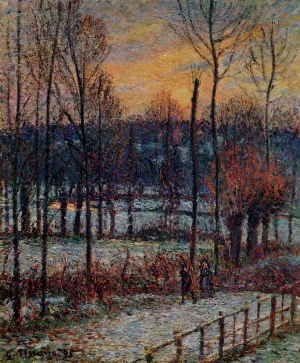 The Effect of Snow, Sunset, Eragny by Camille Pissarro - Oil Painting Reproduction