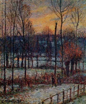 The Effect of Snow, Sunset, Eragny by Camille Pissarro Oil Painting