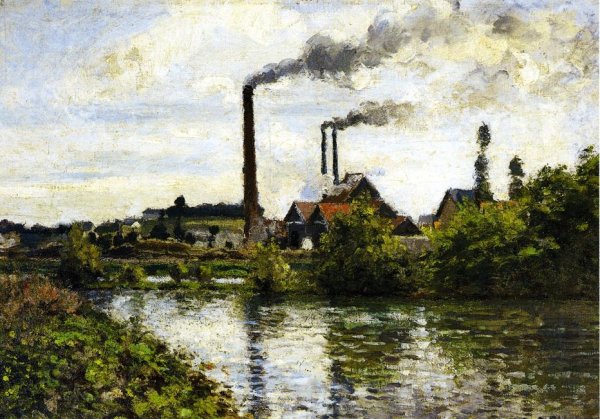 The Factory at Pontoise by Camille Pissarro - Hand-Painted Oil Painting Reproduction