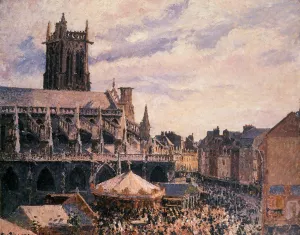 The Fair by the Church of Saint-Jacques, Dieppe by Camille Pissarro Oil Painting