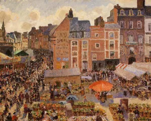 The Fair, Dieppe: Sunny Afternoon by Camille Pissarro Oil Painting