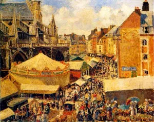 The Fair in Dieppe: Sunny Morning by Camille Pissarro Oil Painting