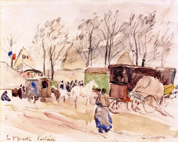 The Fair of Saint-Martin in Pontoise by Camille Pissarro - Hand-Painted Oil Painting Reproduction