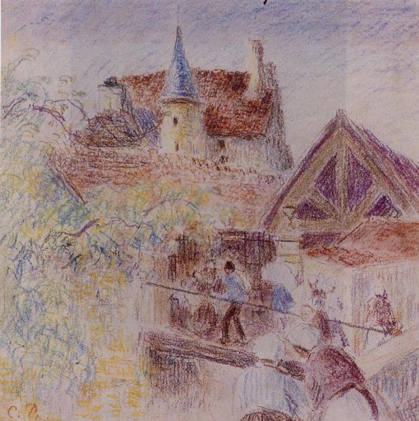 The Farm, Osny by Camille Pissarro - Hand-Painted Oil Painting Reproduction