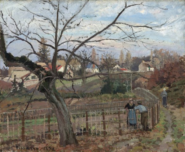 The Fence  by Camille Pissarro - Hand-Painted Oil Painting Reproduction