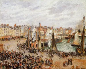 The Fishmarket, Dieppe: Grey Weather, Morning by Camille Pissarro - Oil Painting Reproduction