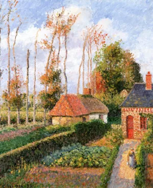 The Garden of the Ango Manor, Varengeville, Sunset Oil painting by Camille Pissarro