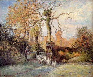 The Goose Girl at Montfoucault, White Frost by Camille Pissarro Oil Painting
