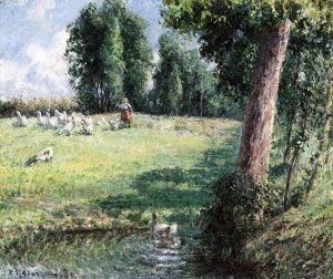 The Goose Girl by Camille Pissarro Oil Painting