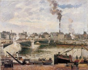 The Great Bridge, Rouen also known as The Pont Boieldieu, Rouen by Camille Pissarro Oil Painting