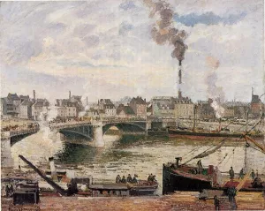 The Great Bridge, Rouen also known as The Pont Boieldieu, Rouen by Camille Pissarro Oil Painting
