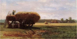 The Harvest Oil painting by Camille Pissarro