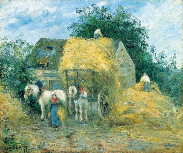 The Hay Cart, Montfoucault  by Camille Pissarro - Hand-Painted Oil Painting Reproduction