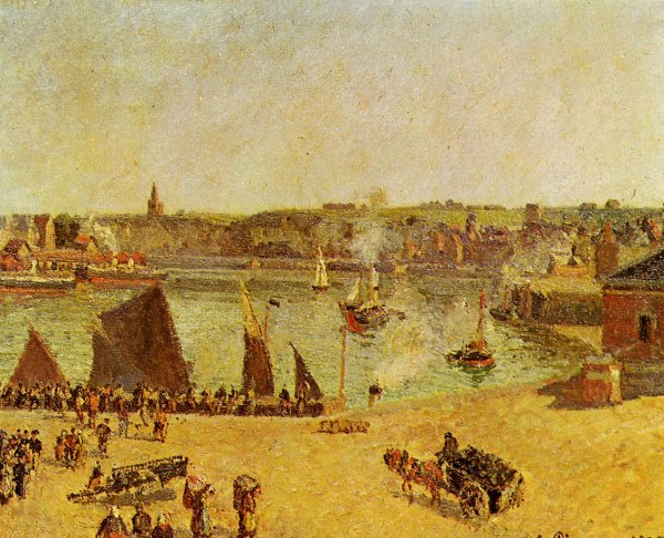 The Inner Harbor, Dieppe by Camille Pissarro - Hand-Painted Oil Painting Reproduction
