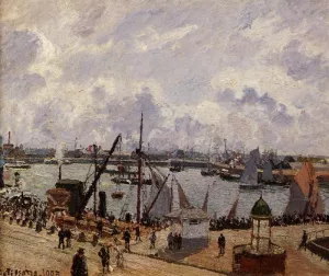 The Inner Harbor, Le Havre - Morning Sun, Rising Tide by Camille Pissarro Oil Painting
