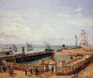 The Jetty, Le Havre - High Tide, Morning Sun by Camille Pissarro - Oil Painting Reproduction