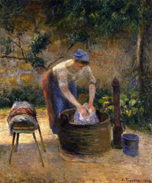 The Laundry Woman also known as Laundry by Camille Pissarro - Hand-Painted Oil Painting Reproduction