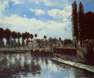 The Lock at Pontoise painting by Camille Pissarro