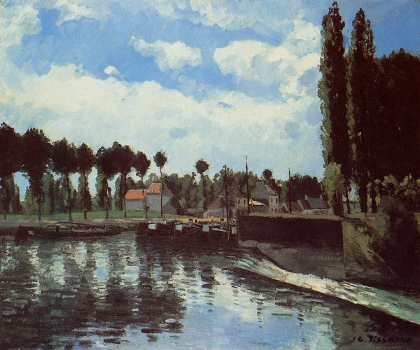 The Lock at Pontoise by Camille Pissarro - Hand-Painted Oil Painting Reproduction