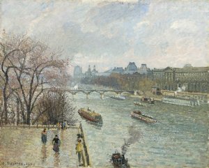 The Louvre, Afternoon Rainy Weather by Camille Pissarro Oil Painting