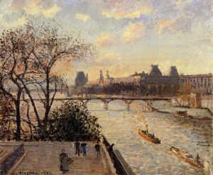 The Louvre and the Seine from the Pont-Neuf by Camille Pissarro Oil Painting