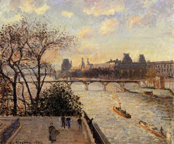 The Louvre and the Seine from the Pont-Neuf by Camille Pissarro - Hand-Painted Oil Painting Reproduction