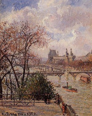 The Louvre, Gray Weather, Afternoon by Camille Pissarro Oil Painting