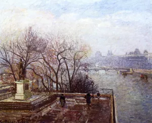 The Louvre, Morning, Mist painting by Camille Pissarro