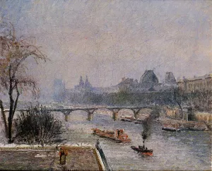 The Louvre - Morning, Snow Effect by Camille Pissarro - Oil Painting Reproduction