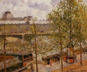 The Louvre, Morning, Sun, Quai Malaquais by Camille Pissarro Oil Painting