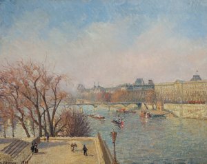 The Louvre, Morning, Sunlight by Camille Pissarro Oil Painting