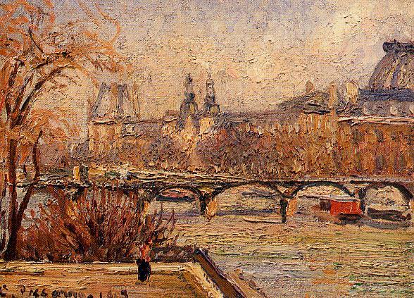 The Louvre - Morning by Camille Pissarro - Hand-Painted Oil Painting Reproduction