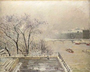 The Louvre Under Snow by Camille Pissarro Oil Painting