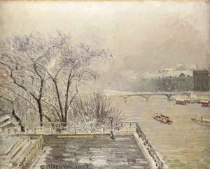 The Louvre Under Snow by Camille Pissarro - Oil Painting Reproduction