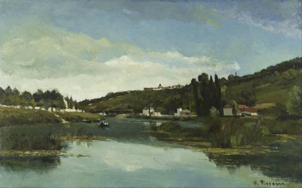 Main Product Photo of The Marne at Chennevieres Painting by Camille Pissarro