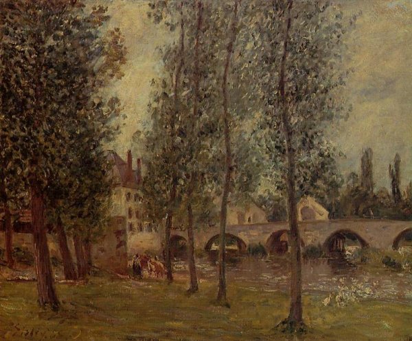 Main Product Photo of The Moret Bridge Painting by Camille Pissarro