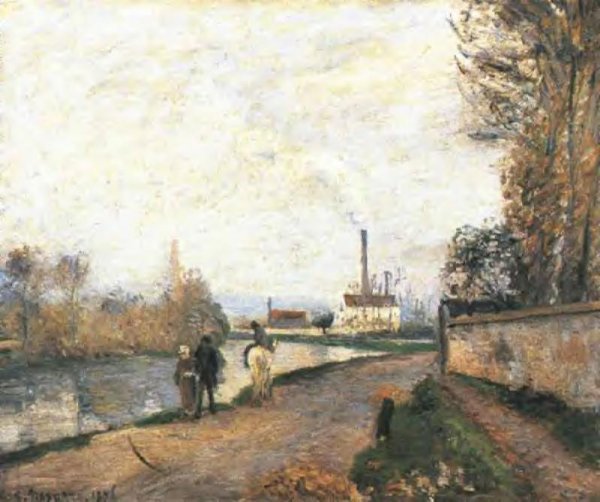 The Oise at Pontoise in Bad Weather by Camille Pissarro - Hand-Painted Oil Painting Reproduction