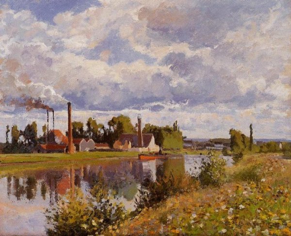 Main Product Photo of The Oise on the Outskirts of Pontoise Painting by Camille Pissarro