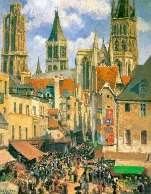 The Old Market at Rouen painting by Camille Pissarro
