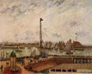 The Pilot's Jetty, Le Havre, Morning, Grey Weather, Misty by Camille Pissarro Oil Painting