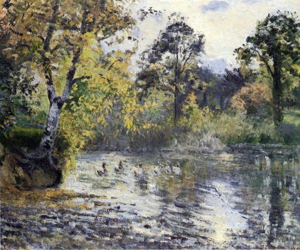 Main Product Photo of The Pond at Montfoucault Painting by Camille Pissarro