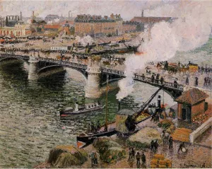 The Pont Boieldieu, Rouen: Damp Weather by Camille Pissarro - Oil Painting Reproduction