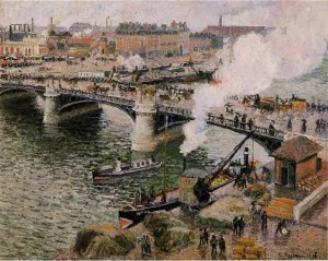 The Pont Boieldieu, Rouen: Damp Weather Oil painting by Camille Pissarro