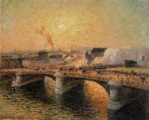 The Pont Boieldieu, Rouen: Sunset Oil painting by Camille Pissarro