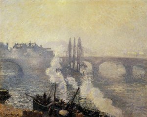The Pont Corneille, Rouen: Morning Mist by Camille Pissarro Oil Painting