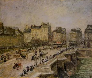 The Pont-Neuf: Snow by Camille Pissarro - Oil Painting Reproduction