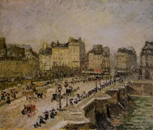 The Pont-Neuf: Snow Oil painting by Camille Pissarro