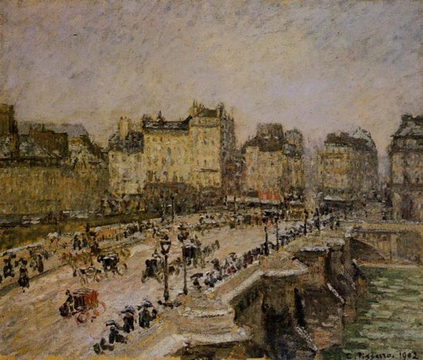 The Pont-Neuf: Snow by Camille Pissarro - Hand-Painted Oil Painting Reproduction